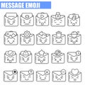 20 Emoji Message Icons In Line Form.