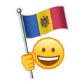 Emoji with Moldova flag Large size of yellow emoji smile