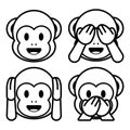 Emoji Monkeys Set Isolated On White Background Royalty Free Stock Photo
