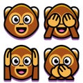 Emoji Monkeys Set Isolated On White Background Royalty Free Stock Photo