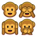 Emoji Monkeys Set Isolated On White Background Royalty Free Stock Photo