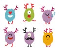 Emoji monsters. Cute cyclops vector set