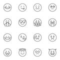 Emoji mood line icons set