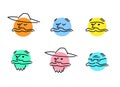 Emoji oldman round face set doodle