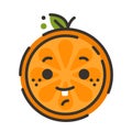Emoji - orange with happy smile. Isolated vector.