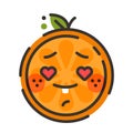 Emoji - orange in love with happy smile. Isolated vector.