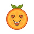 Emoji - orange in love with happy smile. Isolated vector.