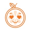 Emoji - orange in love with happy smile. Isolated vector.