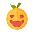 Emoji - orange in love with happy smile. Isolated vector.