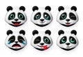 Emoji panda bear vector set. Cute giant panda bear emoticon and icon with facial expression of happy and crying isolated.