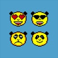 Emoji or panda emoticon face icon in pixel art