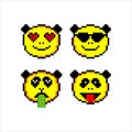 Emoji or panda emoticon face icon in pixel art.