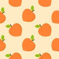 Emoji Peach pattern. Fruit wallpaper. Vector. Peaches seamless pattern. Vector illustration