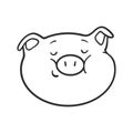 Emoji pig for coloring book. Emoticon icon.