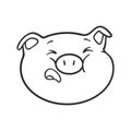 Emoji pig is crying. Emoji pig for coloring book.