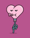 emoji in pixel art illustration of a heart shaped balloon that is mocking while pouting its lips. Can be used for stickers, toy,