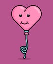 emoji in pixel art illustration of a heart shaped balloon smiling sincerely and interested. Can be used for stickers, toy,