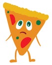 Emoji of a sad pizza, vector or color illustration Royalty Free Stock Photo