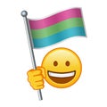 Emoji with Polysexual pride flag Large size of yellow emoji smile