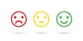 Emoji reaction isolated vector icons. Red yellow green colors. Set of emoji icon. Smile sad face. Angry icon Royalty Free Stock Photo