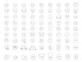 Emoji Reactions Icons Set. Emoticons, Facial Expressions. Editable Stroke. Simple Icons Collection Royalty Free Stock Photo