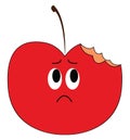 Emoji of a sad half-bitten apple vector or color illustration