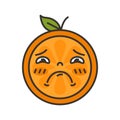 Emoji - sad orange feeling like crying. Isolated vector.