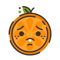 Emoji - sad orange feeling like crying. Isolated vector.