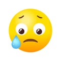 Emoji Sad but Relieved. Cartoon cry face, flat vector