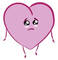 Emoji of a sad rose-colored heart set on isolated white background vector or color illustration Royalty Free Stock Photo
