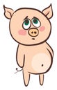 Emoji of a sad rose-colored pig set on isolated white background vector or color illustration Royalty Free Stock Photo