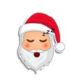 Emoji santa claus in sticker style. Winter holidays emotion. Santa clause in asleep emoji icon