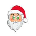 Emoji santa claus in sticker style. Winter holidays emotion. Santa clause in frowning emoji icon
