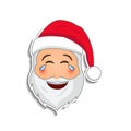 Emoji santa claus in sticker style. Winter holidays emotion. Santa clause in tears of happiness emoji icon Royalty Free Stock Photo