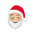 Emoji Santa Claus. Winter Holidays Emoticon. Santa Clause in wink emoji icon