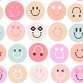 Emoji seamless pattern with funny faces. Great for fabric, textile, wallpapers. Vector illustration Royalty Free Stock Photo