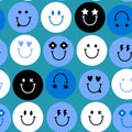 Emoji seamless pattern with funny faces. Great for fabric, textile, wallpapers. Vector illustration Royalty Free Stock Photo