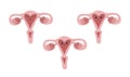 Emoji set, emoticon uterus hugging ovaries icon. Funny sex education sticker, respect and love for your body, women s