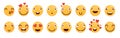 Emoji set. Joyful, sad and love emoticons. Yellow emotional faces. symbols collection