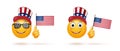 Emoji set in Uncle Sams hat and with the US flag Royalty Free Stock Photo