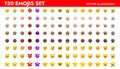 Emoji set vector illustration design. Yellow and different skin colors icons. Royalty Free Stock Photo