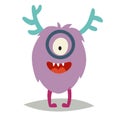 Emoji smart monster. Cute clever cyclop vector illustration Royalty Free Stock Photo