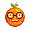 Emoji - smart smiling orange with glasses. Isolated vector.