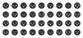 Emoji smile face emoticon black glyph icon set