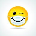 Emoji smile face with white surgical mask Royalty Free Stock Photo