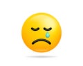 Emoji smile icon vector symbol. Crying face yellow cartoon character