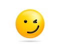 Emoji smile icon vector symbol. Winking face yellow cartoon character