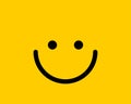 Emoji smile icon vector symbol on yellow background. Smiley face cartoon character wallpaper