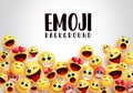Emoji smiley background vector template. Emoji background text in white empty space with emoticon smiley in naughty, in love.