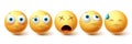 Emoji smiley face vector set. Smileys emoticon sad, upset and lonely icon collection